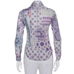 Pre Owned Etro Purple Printed Cotton Button Front Fitted Shirt S