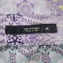 Pre Owned Etro Purple Printed Cotton Button Front Fitted Shirt S