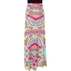 Pre Owned Etro Multicolor Paisley Printed Knit Maxi Skirt L