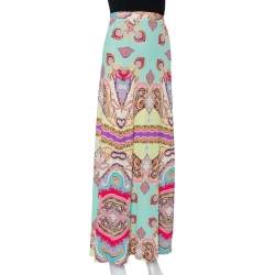 Pre Owned Etro Multicolor Paisley Printed Knit Maxi Skirt L