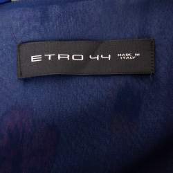 Pre Owned فستان ماكسي إيترو حرير أزرق طباعة متعددة مقاس متوسط - ميديوم