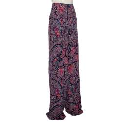 Pre Owned Etro Multicolor Floral Paisley Printed Silk Palazzo Pants XL