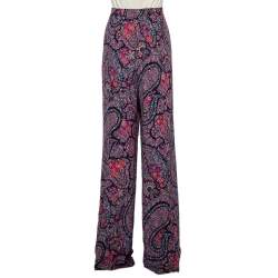 Pre Owned Etro Multicolor Floral Paisley Printed Silk Palazzo Pants XL