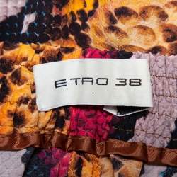 مملوكة مسبقًا بنطلون إيترو ساق عريضة حرير طباعة جلد ثعبان متعدد الألوان مقاس صغير