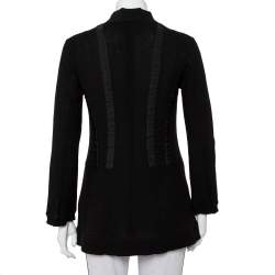 Etro Black Wool & Silk Trim Front Tie Detail Jacket S