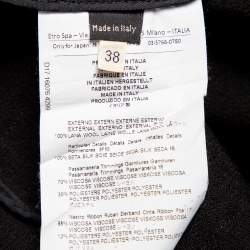 Etro Black Wool & Silk Trim Front Tie Detail Jacket S