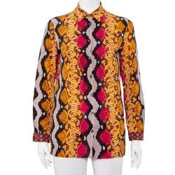Pre Owned Etro Multicolor Snakeskin Printed Silk Button Front Shirt S