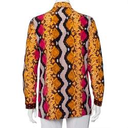 Pre Owned Etro Multicolor Snakeskin Printed Silk Button Front Shirt S