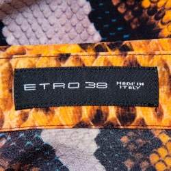 Pre Owned Etro Multicolor Snakeskin Printed Silk Button Front Shirt S