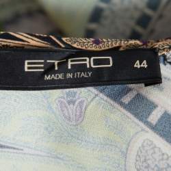 Pre Owned Etro Green Printed Crepe Midi Dress M