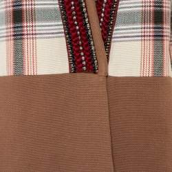 Pre Owned Etro Beige Checkered Paneled Cotton Tribal Trim Kimono Jacket M