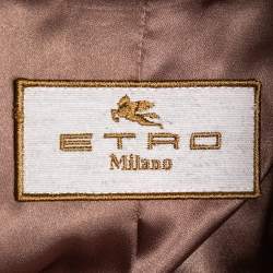 Pre Owned Etro Beige Checkered Paneled Cotton Tribal Trim Kimono Jacket M