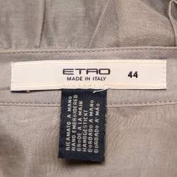 Etro Grey Cotton & Silk Beaded Detail Button Front Tunic M