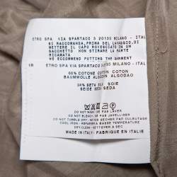 Etro Grey Cotton & Silk Beaded Detail Button Front Tunic M