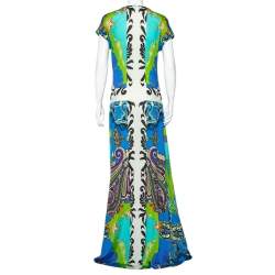 Pre Owned Etro Multicolor Jersey Draped Faux Wrap Maxi Dress L