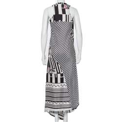 Pre Owned Etro Multicolor Printed Silk Draped Asymmetric Hem Maxi Dress S