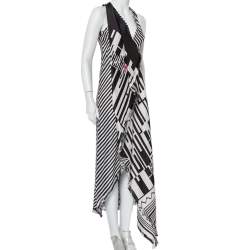 Pre Owned Etro Multicolor Printed Silk Draped Asymmetric Hem Maxi Dress S