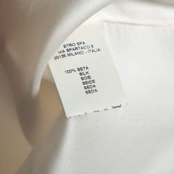 مملوكة مسبقًا Etro Cream Silk Half Button Oversized Sleeve Detail Tunic M
