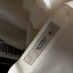 مملوكة مسبقًا Etro Cream Silk Half Button Oversized Sleeve Detail Tunic M