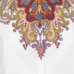 Pre Owned قميص إيترو أزرار أمامية قطن طباعة بيزلي أبيض مقاس متوسط