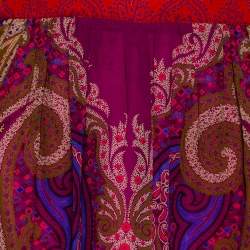 Pre Owned Etro Purple Paisley Printed Silk Mini Skirt M