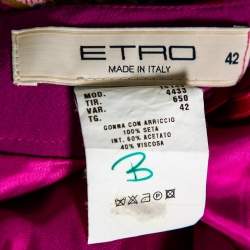 Pre Owned Etro Purple Paisley Printed Silk Mini Skirt M