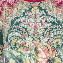 Pre Owned Etro Multicolor Paisley Printed Silk Ombre Effect Short Sleeve Top M