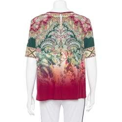 Pre Owned Etro Multicolor Paisley Printed Silk Ombre Effect Short Sleeve Top M