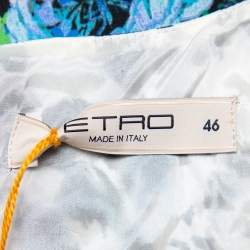 مملوكة مسبقًا Etro Multicolor Printed Silk Draped Detail Midi Dress L