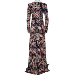 Pre Owned Etro Multicolor Floral Printed Jersey Embellished Detail Maxi Dress L