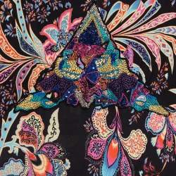 Pre Owned Etro Multicolor Floral Printed Jersey Embellished Detail Maxi Dress L