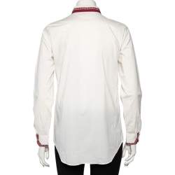 Pre Owned قميص ايترو قطن مطبوع بايزلي أبيض أزرار أمامية مقاس وسط (ميديوم)