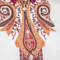 Pre Owned قميص ايترو قطن مطبوع بايزلي أبيض أزرار أمامية مقاس وسط (ميديوم)