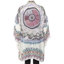 Pre Owned Etro Multicolor Abstract Printed Silk Open Front Oversized Shrug S