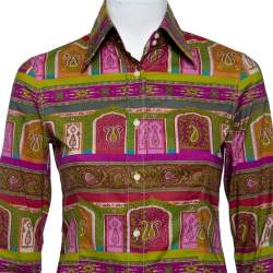 Pre Owned Etro Multicolor Paisley Printed Cotton Button Front Fitted Shirt S