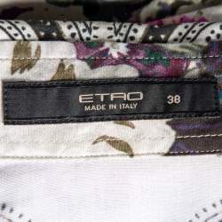 Pre Owned قميص ايترو قطن مطبوع متعدد الألوان قصة مجسمة بأزرار أمامية مقاس صغير - سمول 