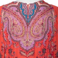 Pre Owned فستان ماكسي ايترو حرير وردي طباعة بيزلي بأكمام طويلة مقاس كبير جدًا - إكس لارج 