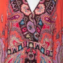 Pre Owned فستان ماكسي ايترو حرير وردي طباعة بيزلي بأكمام طويلة مقاس كبير جدًا - إكس لارج 