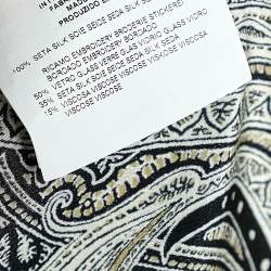 Pre Owned Etro Green Printed Crepe Silk Embellished Maxi Dress M