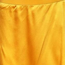 Pre Owned Etro Yellow Silk, Satin And Pleated Crepe Trim Skirt S