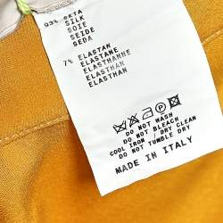 Pre Owned Etro Yellow Silk, Satin And Pleated Crepe Trim Skirt S