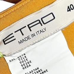 Pre Owned Etro Yellow Silk, Satin And Pleated Crepe Trim Skirt S