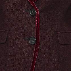 Pre Owned Etro Burgundy Wool & Velvet Trim Detailed Single Breasted Blazer M