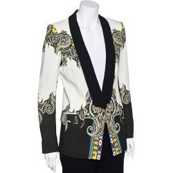 Etro Multicolor Printed Crepe Button Front Blazer M