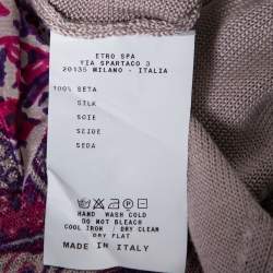 Pre Owned Etro Purple Paisley Printed Silk Knit Button Front Cardigan M