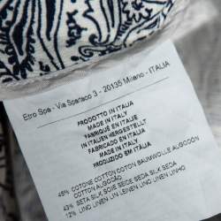 Pre Owned Etro Blue Paisley Printed Cotton & Silk Wide Leg Pants M