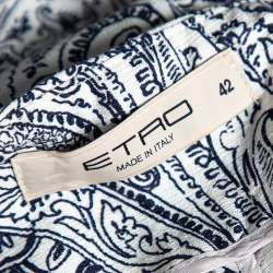 Pre Owned Etro Blue Paisley Printed Cotton & Silk Wide Leg Pants M