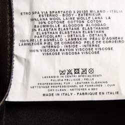 Pre Owned Etro Black Wool & Leather Detailed Long Sleeve Dress M