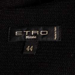Pre Owned Etro Black Wool & Leather Detailed Long Sleeve Dress M