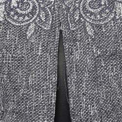 Pre Owned Etro Navy Blue Paisley Tweed Open Front Jacket M